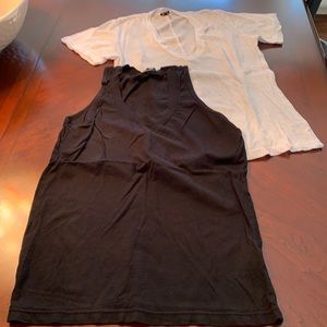 MONROW black tank M white v neck tee XS. Both EUC Lot of two shirts.  Set of TWO